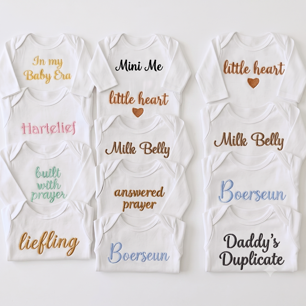 Personalised Embroidered Baby Grow | Custom Baby Gift SA