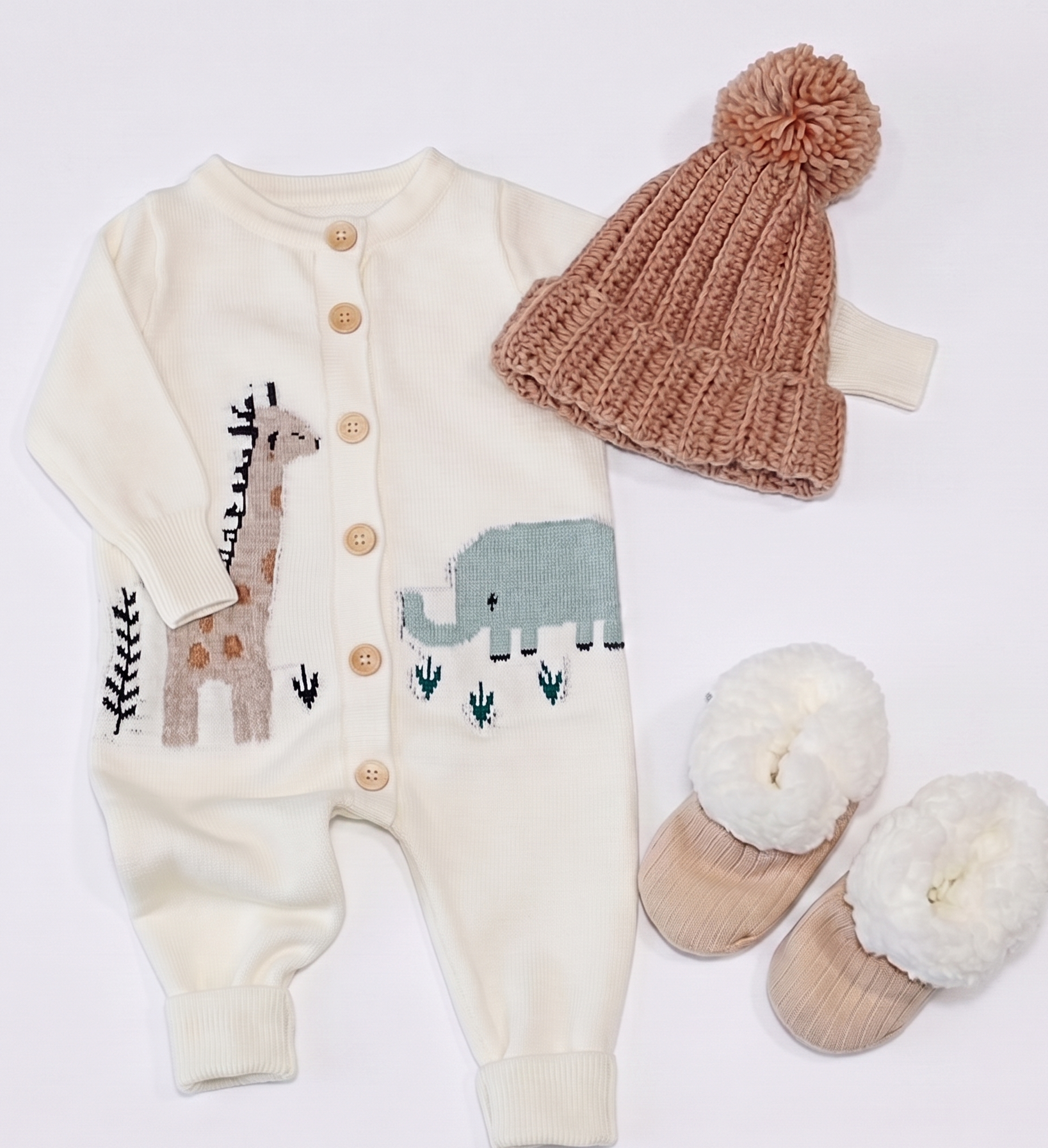 Baby Animal Print Knit Cardigan Romper | Handmade Baby SA