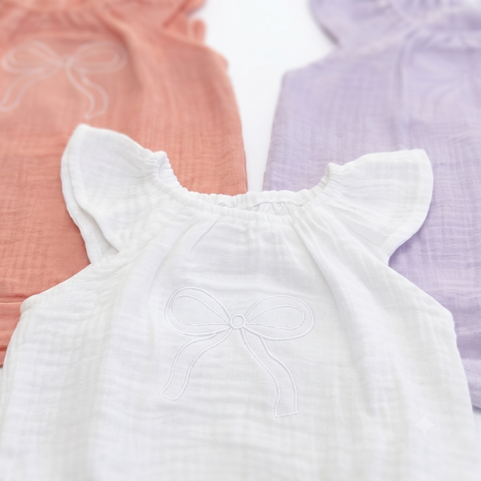 Muslin Bow Romper | Baby Girl Romper SA | Lullave Boutique