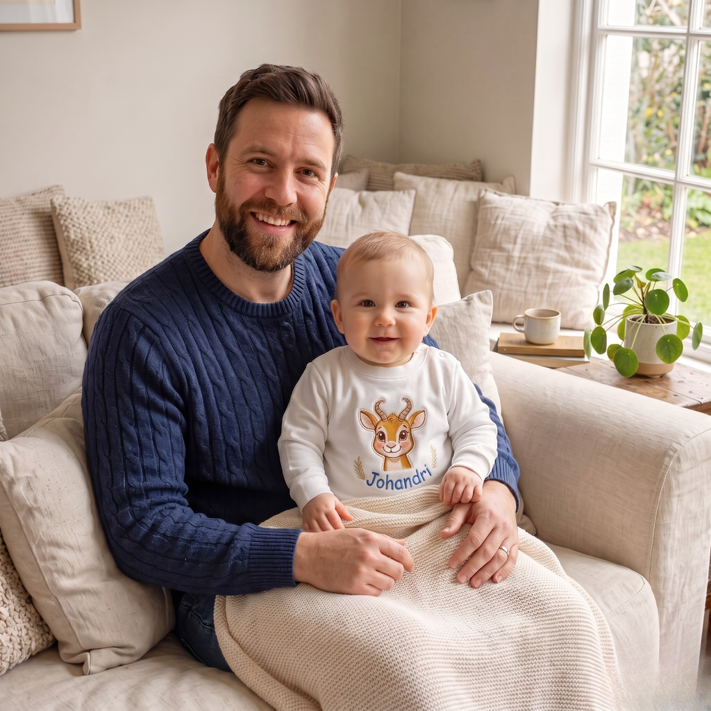 Embroidered Bokkie Baby Sweater | Brushed Knit Baby Top SA
