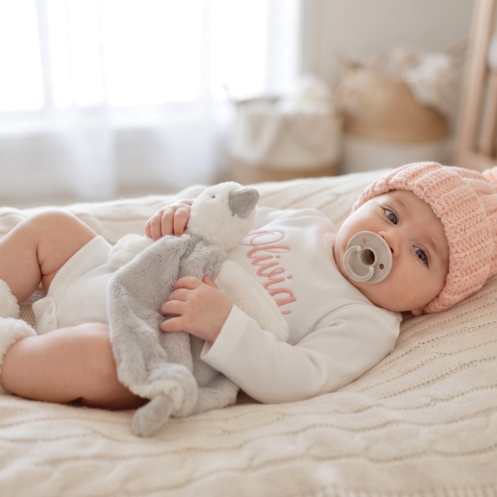 Personalised Baby Name White Knit Romper