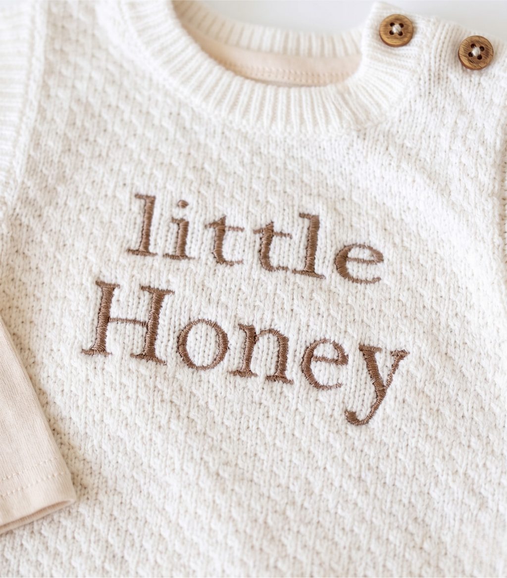 Little Honey Knit Romper Bow Set | Handmade Baby Outfit SA