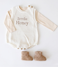 Little Honey Knit Romper Bow Set | Handmade Baby Outfit SA