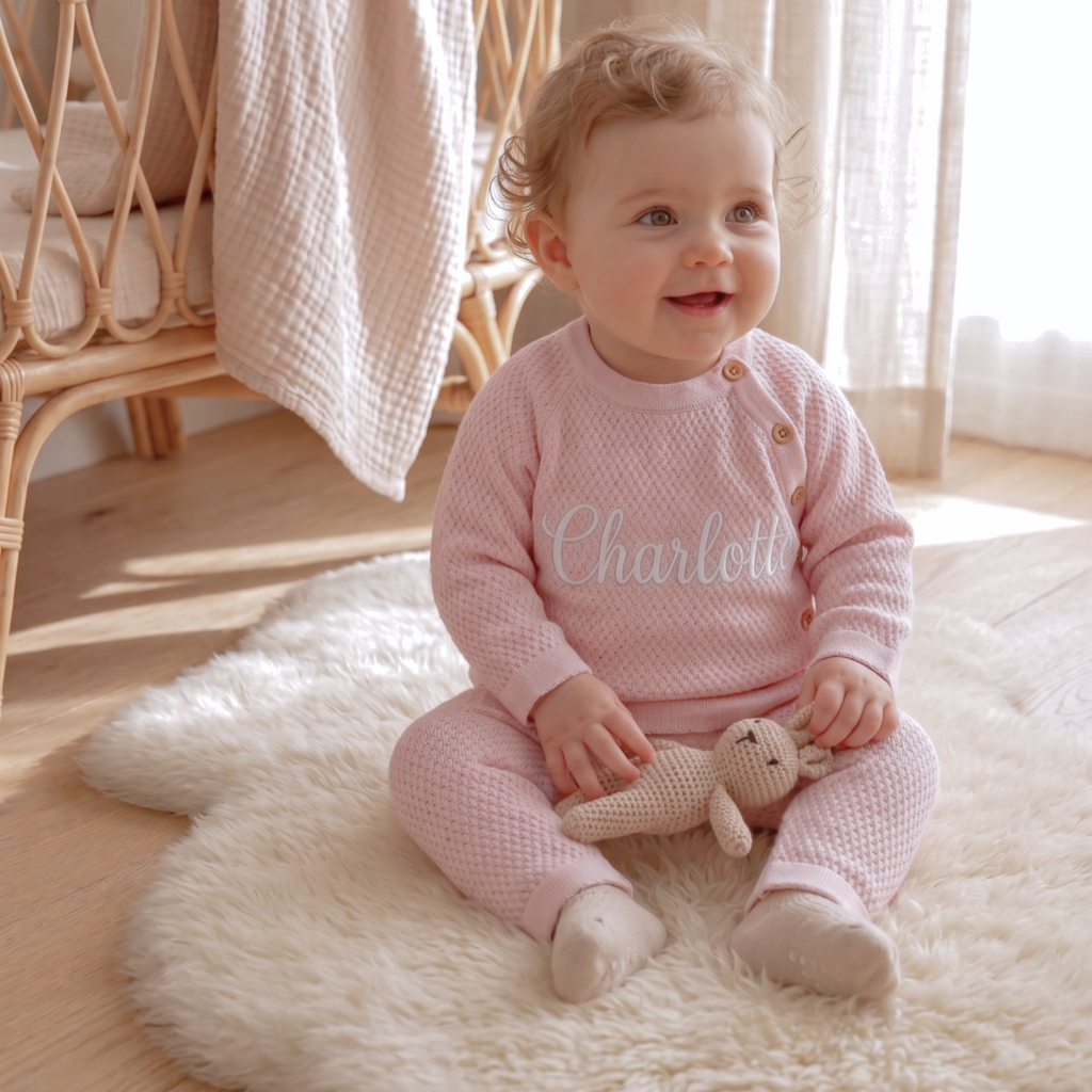 Custom Baby Name Knit Set | Personalised Handmade Baby Gift SA