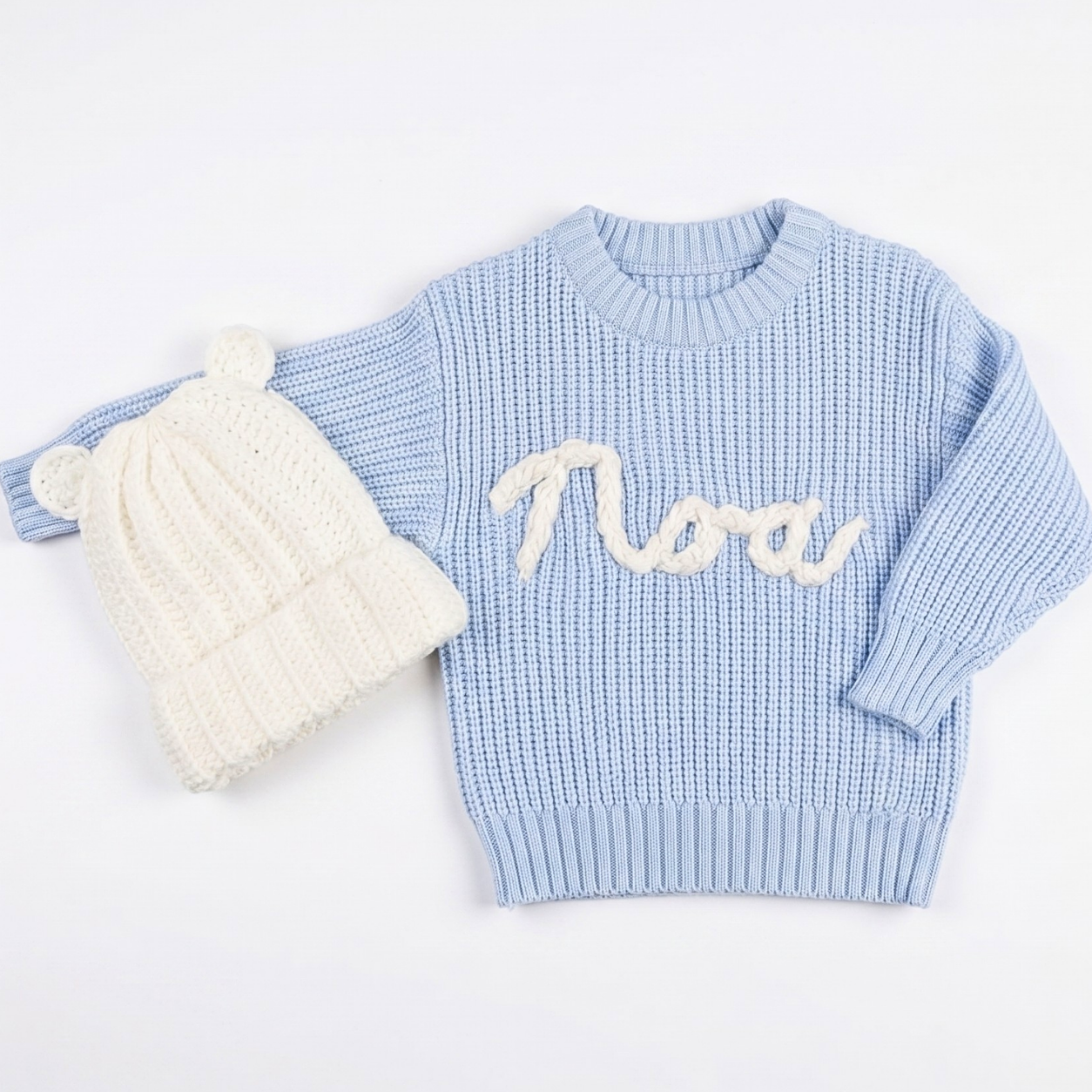 Custom Crochet Name Sweater | Knit Appliqué Baby Top SA