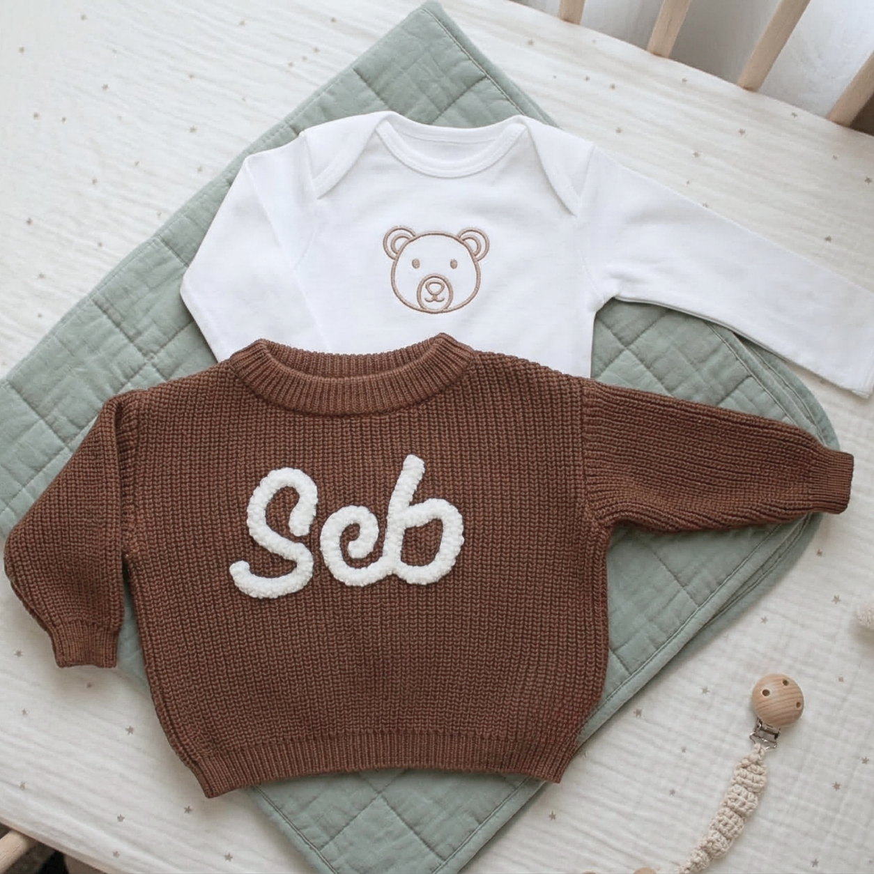 Custom Crochet Name Sweater | Knit Appliqué Baby Top SA