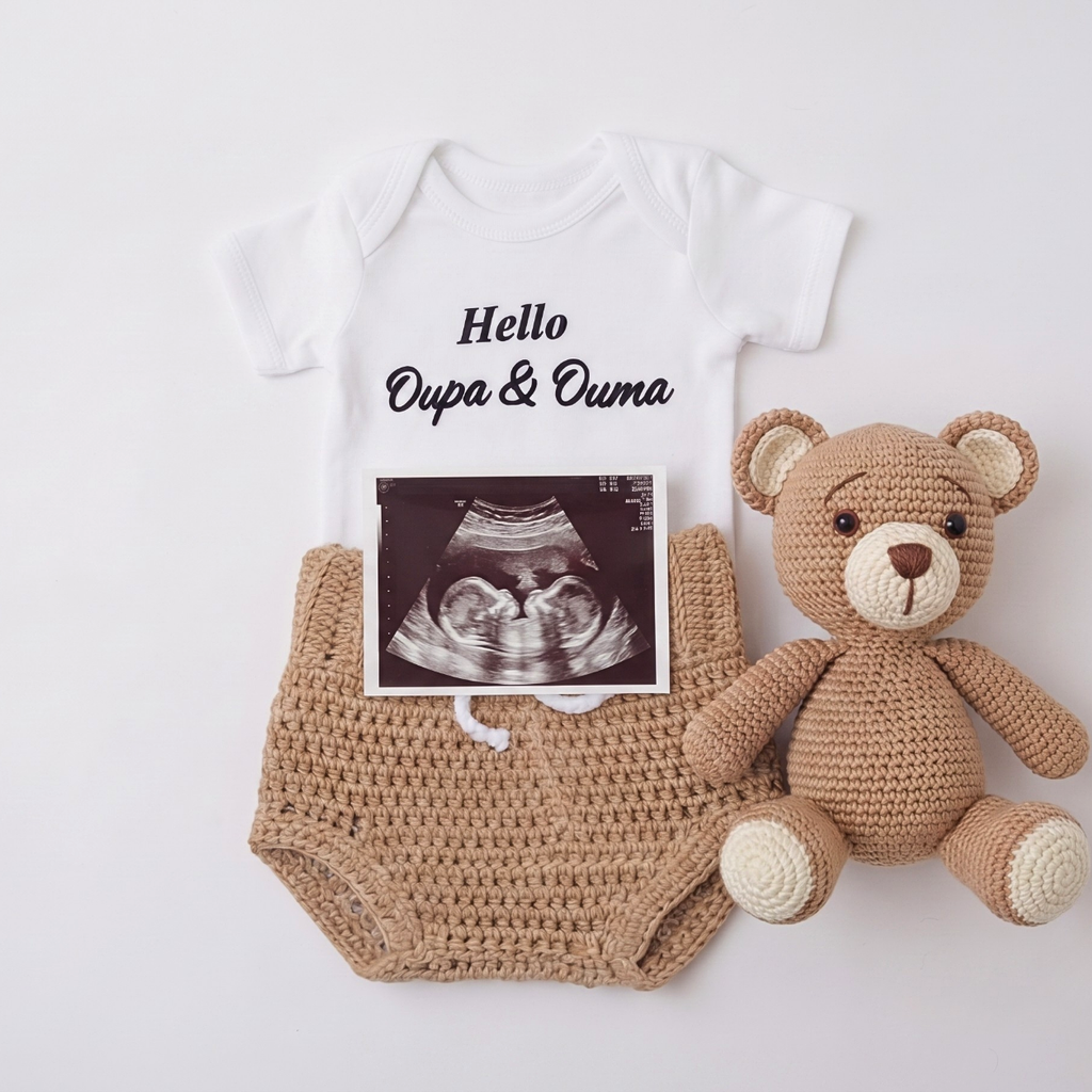 Hey Grandparents Embroidered Baby Grow | Newborn Gift for Ouma & Oupa