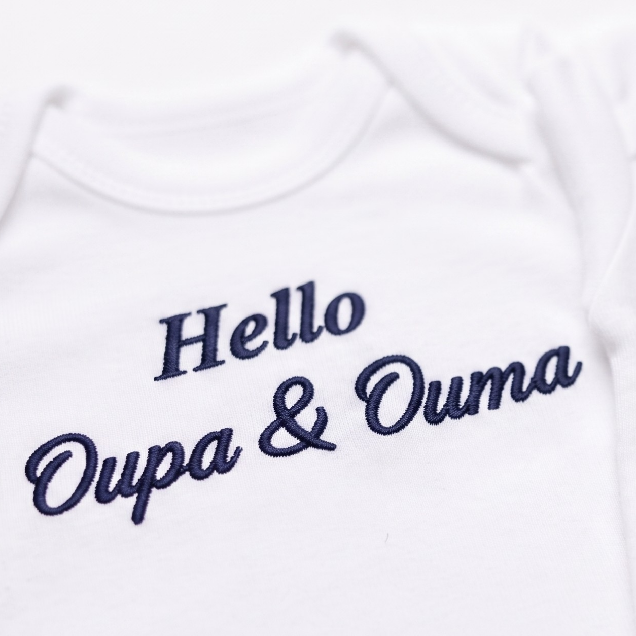 Hey Grandparents Embroidered Baby Grow | Newborn Gift for Ouma & Oupa