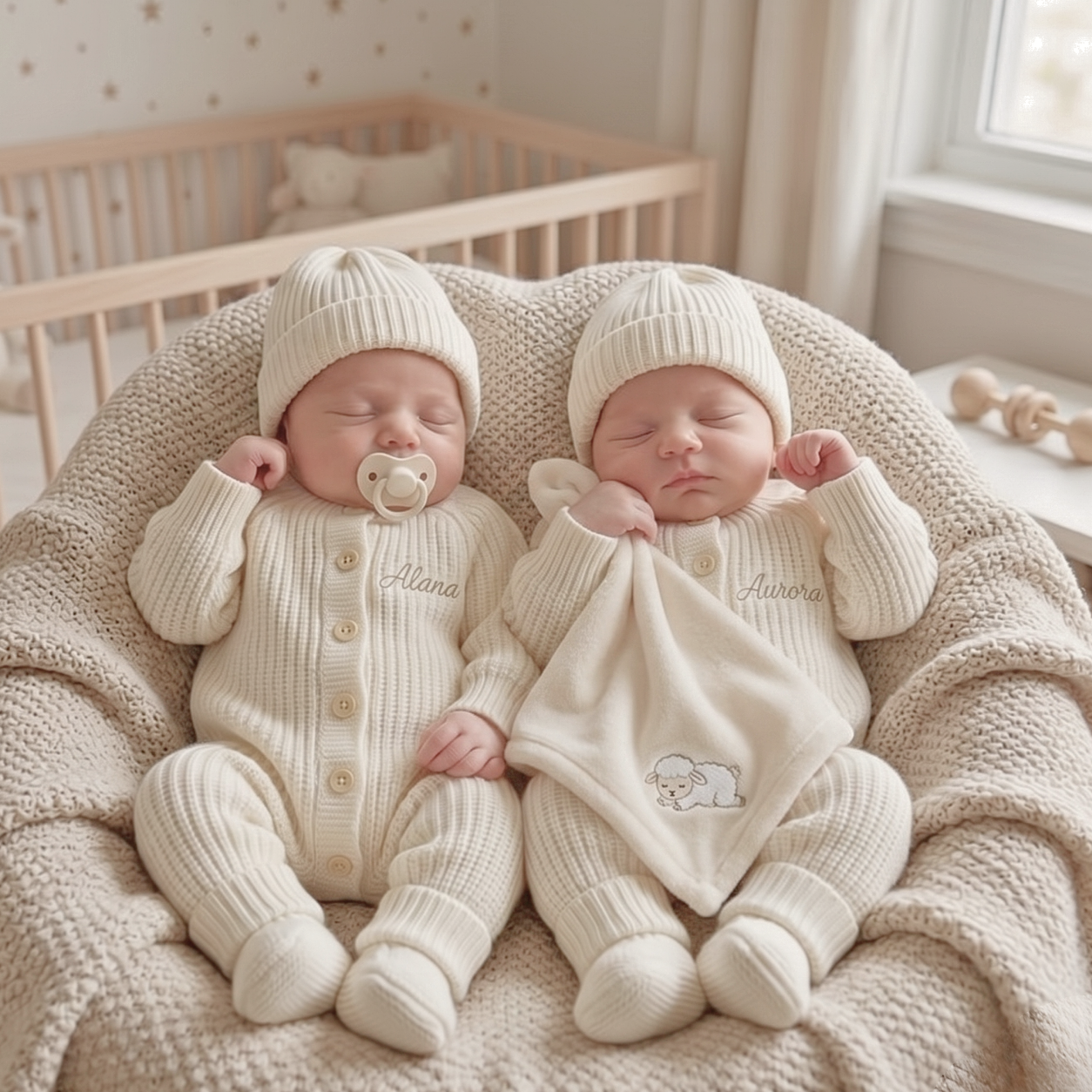 Personalised Baby Wool Knit Set | 3pc Cream Baby Gift SA