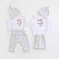 Hello World Embroidered Baby Girl Gift Set