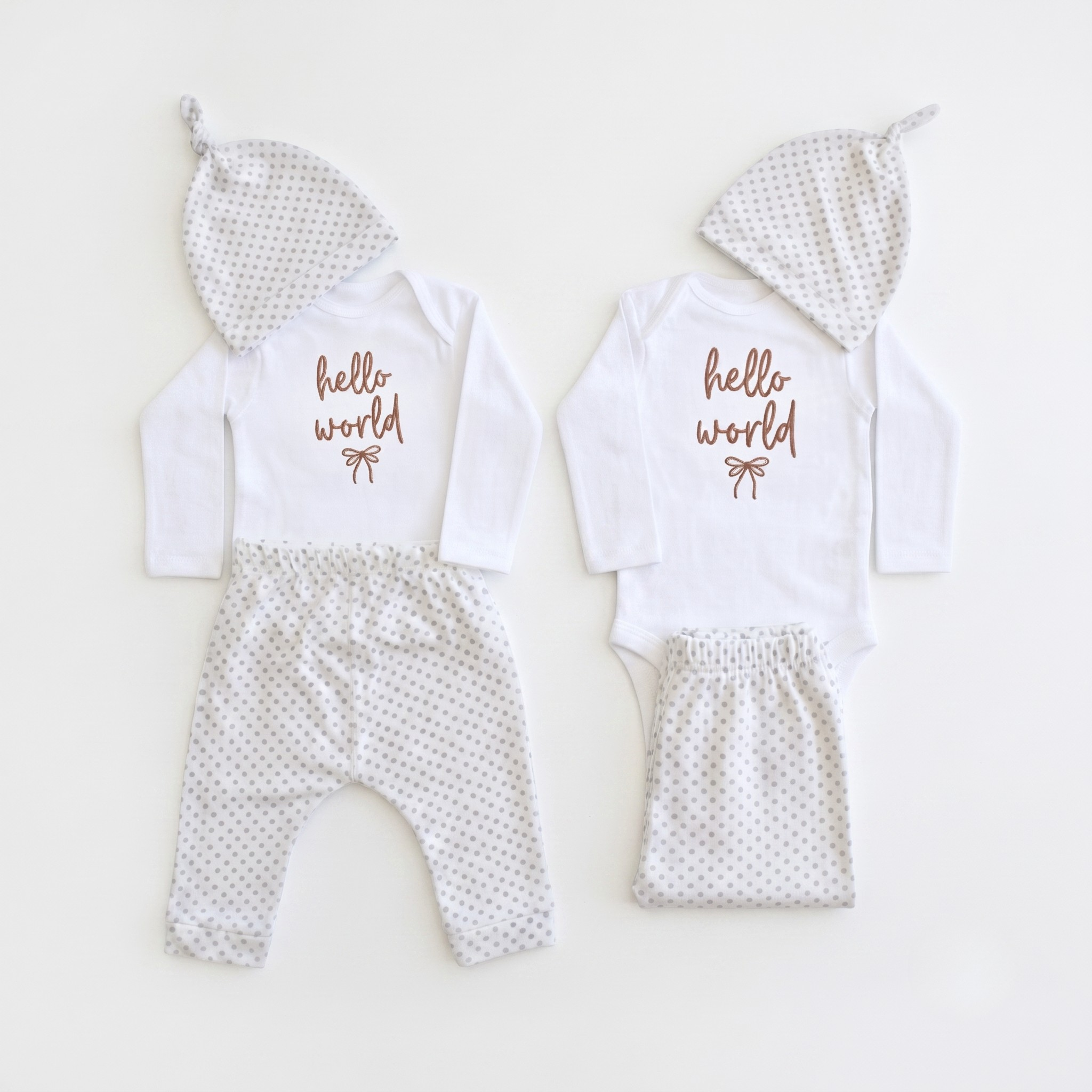 Hello World Embroidered Baby Girl Gift Set