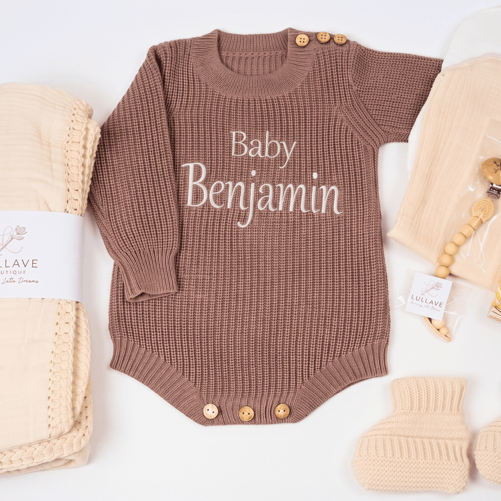 Custom Premium Newborn Neutral Baby Gift Box featuring a cozy onesie and accessories for newborns.