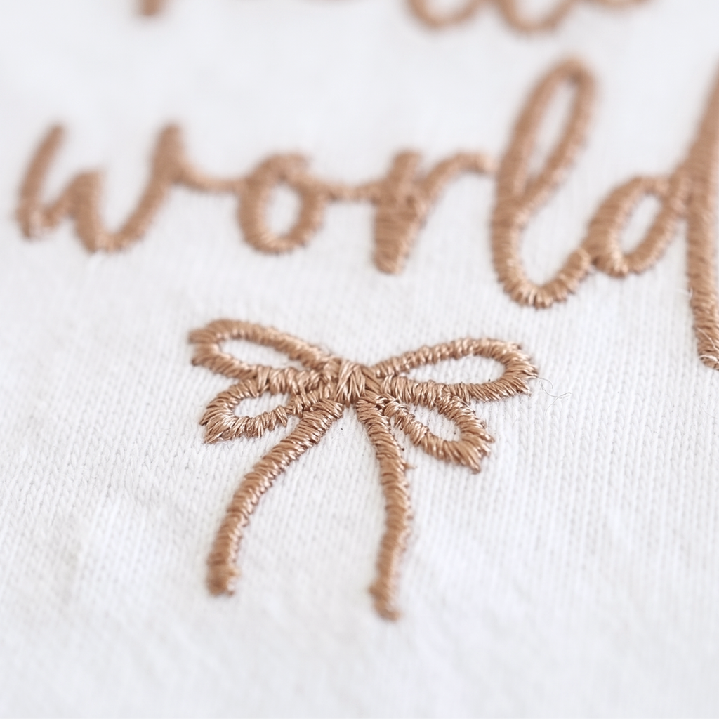 Hello World Embroidered Baby Girl Gift Set