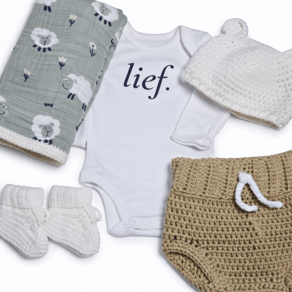 Little Sheep Baby Gift Box - Handmade featuring clothes and accessories for newborns.