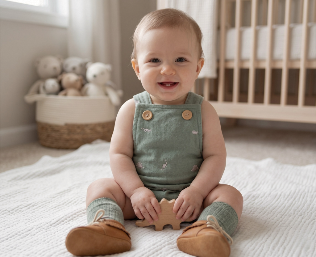 Embroidered Dinosaur Baby Romper | Handmade Baby Boy SA